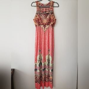 Oneworld coral patterned dress